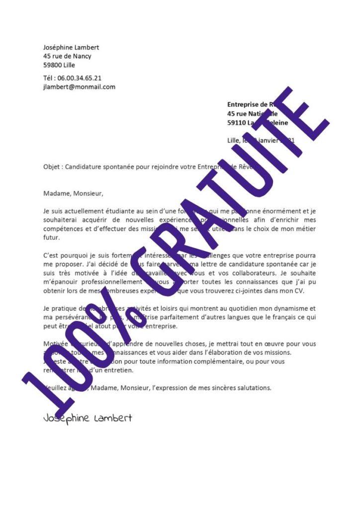 Lettre De Motivation Simple Et Courte Modele Gratuit