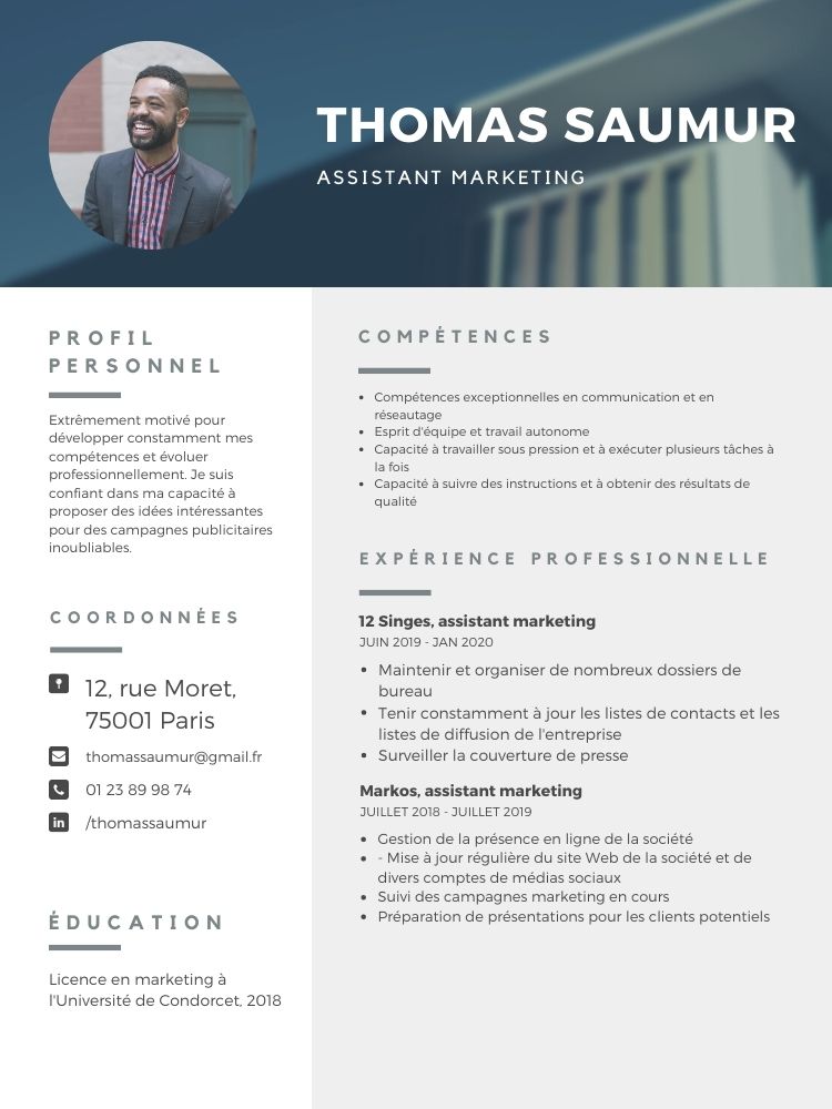 exemple gratuit de présentation de cv de campus-manager