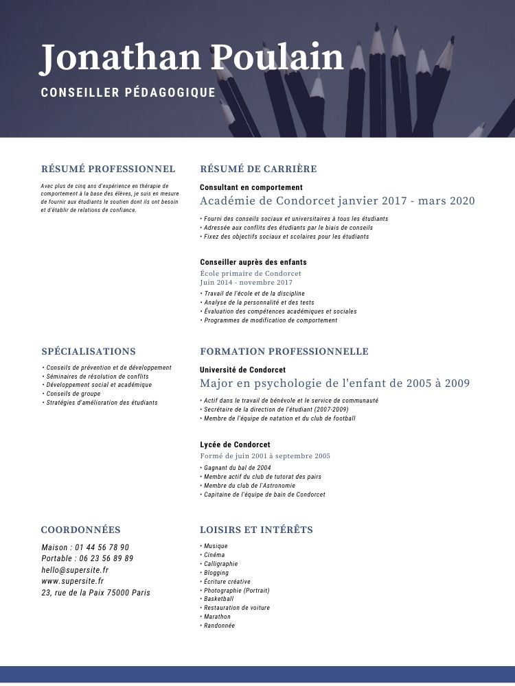 exemple gratuit de présentation de cv d'aromaticien